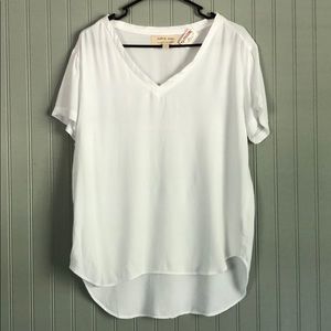 Anthropologie Cloth & Stone White V-Neck Tee